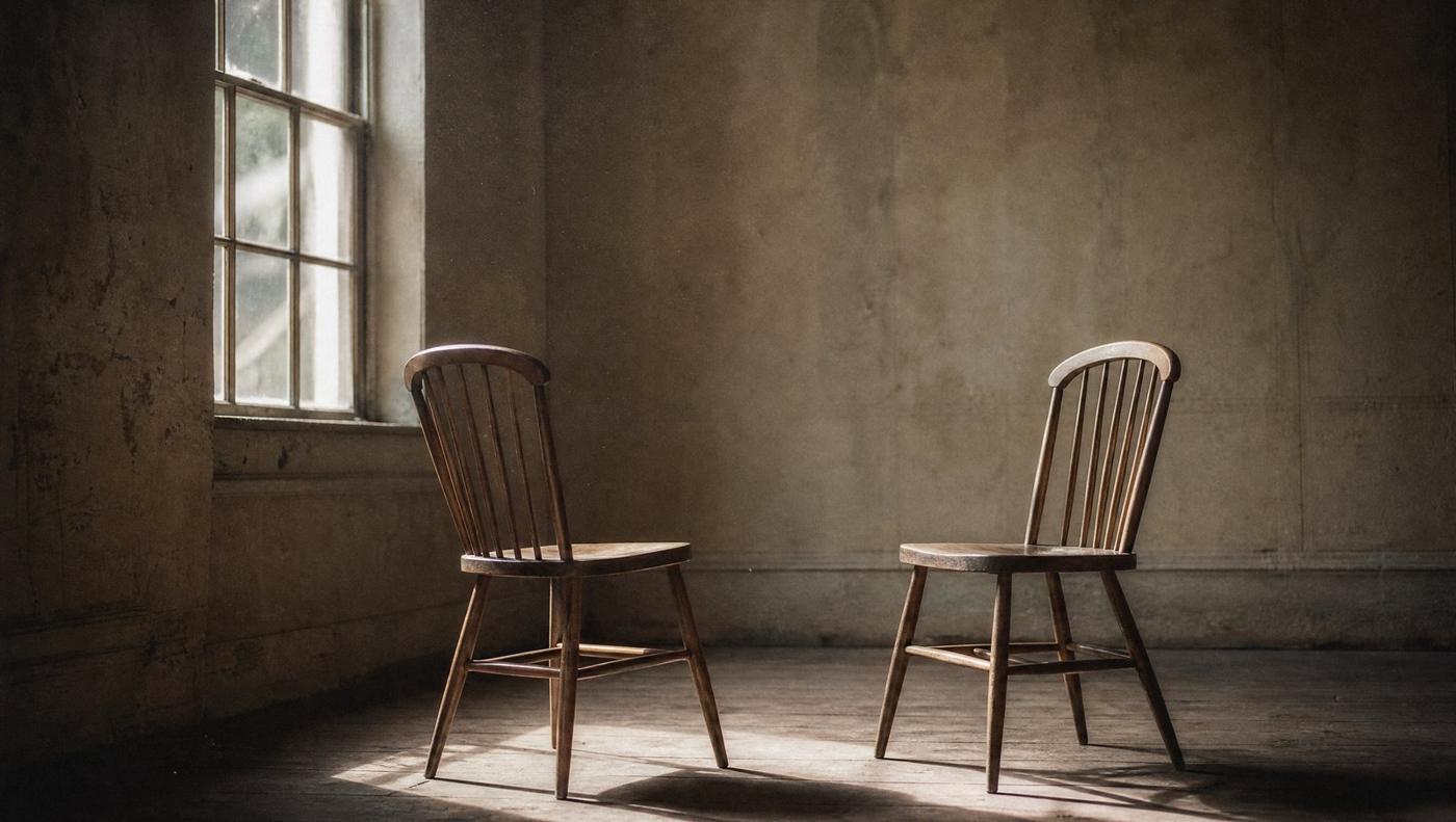 Two chairs in window light, set for a Storyfinding interview